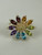 Vintage 10k Gold Multi Gemstone Rainbow Flower Cocktail Ring 7