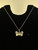 Vintage Sterling Silver Butterfly Carved Abalone Pendant Necklace 16”