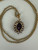 Vintage MCM 14k Gold Large Oval Amethyst Halo Pendant Necklace 23”
