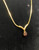 Vintage Garnet V-Bar Chevron Necklace 1970s Costume Unsigned Rich Gold Tone Jewelry