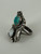 Vintage Sterling Silver Navajo Moonstone Turquoise Leaf Ring 5.25