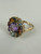 Vintage MCM 10k Gold Multi Gemstone Rainbow Halo Cocktail Ring 8