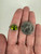 Vintage Etruscan Revival 14k Oval Checkered Cut Peridot Green Diamond Halo Ring