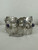Vintage Sterling Mexico Mayan Style Natural Amethyst Curved Link Bracelet 7”