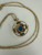 Antique Art Nouveau Gold Filled Vibrant Blue Paste Ornate Pendant Necklace 18”