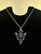 Vintage Sterling Silver Modernist Lapis Lazuli Pearl Triangle Pendant Necklace 18”