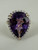 Vintage MCM 14k Gold Large Pear Cut Amethyst Diamond Halo Cocktail Ring 7.25