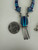 Vintage Sterling Navajo Zuni Lapis Turquoise Inlay Arrow 3 Piece Necklace 18.25”