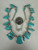 Vintage Sterling Silver Navajo Handmade Turquoise Multi Piece Necklace 16.5”