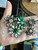 Vintage 1960's Vogue Demi Parure Brooch Pin Earrings Set Gorgeous AB Green Clear