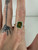 Vintage MCM 14k Gold Emerald Cut Peridot Diamond Halo Ring 8