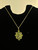 Vintage MCM 14k Gold Peridot Diamond Cluster Pendant Necklace 17.5”
