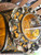 Antique French Ormolu Filigree Jewelry Casket Amber Glass Victorian Display Box