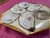 Antique Pair Continental Majolica Porcelain Oyster Plates Geometric Gilt Blue