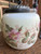 Antique Opalware Satin Glass Hand Painted Floral Biscuit Jar Silver Plate Lid