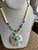 Vintage Navajo Zuni Turquoise Inlay MOP Horses Gold Plated Necklace 21.5 ”