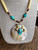 Vintage Navajo Zuni Turquoise Inlay MOP Horses Gold Plated Necklace 21.5 ”