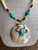 Vintage Navajo Zuni Turquoise Inlay MOP Horses Gold Plated Necklace 21.5 ”