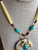Vintage Navajo Zuni Turquoise Inlay MOP Horses Gold Plated Necklace 21.5 ”