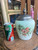 Antique Satin Glass Biscuit Jar with Pewter Lid – Hand Painted Floral Decor