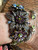 Vintage Heidi Daus Crystal Flower Bangle Bracelet Gorgeous Blue Purple Green 7.5