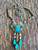 Antique Deco Czech Gold Plated Filigree Mottled Turquoise Glass Dangle Necklace