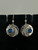 Vintage Sterling Artisan Blue Chalcedony Cabochon Round Dangle/Drop Earrings