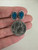 Vintage Sterling Silver Mexico Turquoise Mosaic Tree Oval Earrings
