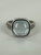 Vintage 14k White Gold Square Cabochon Light Blue Topaz Diamond Ring 6.25