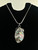 Vintage Sterling Silver Flower Calla Lily Striped Abalone Inlay Pendant Necklace 24.5"
