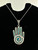Vintage Sterling Taxco Mexico Turquoise Chip Healing Hand Pendant Necklace 24”