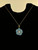 Vintage MCM 14k Gold Carved Blue Jadeite Topaz Pearl Flower Pendant Necklace 18”
