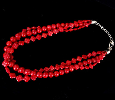 18” Red Coral Rock Bead Strand Vintage 18 Beads Crafts & Jewelry