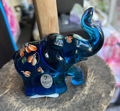 ●BLUE ELEPHANT● SPLASH crystal 03849 Fenton Lenox Hand Painted Glass Figurine Indigo the Little