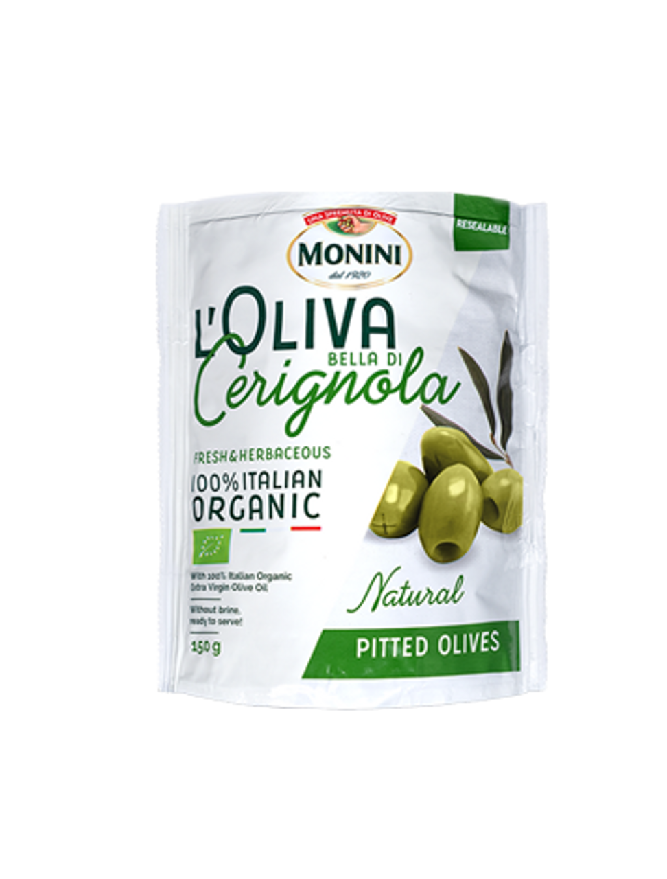 L'OLIVA BELLA di CERIGNOLA (Natural Pitted Green Olives) 100% Italian  ORGANIC
