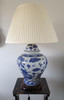 Pair of Chinese  Jar Table Lamps with Shades - Blue and White Dragons 69cm