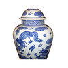 Pair of Chinese Tall Jar Table Lamps with Shades - Blue Dragons