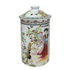 Porcelain Chinese Tea Mug with Infuser and Lid - Ladies + Cranes Pattern