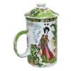 Porcelain Chinese Tea Mug with Infuser and Lid - Two Ladies Pattern