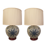 Pair of Chinese Ceramic Jar Lamps with Shades - Wan Hua Tong Pattern - 55cm