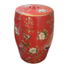 Chinese Garden Ceramic Stool / Plant Stand - Chaffinches and Flowers Pattern