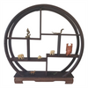 Wooden Curio or Netsuke Display Stand - Dark Grained Wood - Moon Shape - 30cm