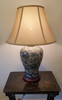 Chinese Vase Table Lamp with Shade - Blue Floral Hibiscus Pattern - 66cm