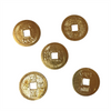 Chinese Lucky Coins - Set of 5 Coins - Shiny Brass - 2.5cm - Feng Shui