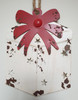 Hanging White Metal Christmas Gift Box - Red Ribbon - Distressed Finish - 26cm