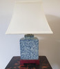 Pair of Chinese Tea Caddy Table Lamps with Shades - Blue Vine - 42cm