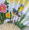 Chinese Fan - Paper and Bamboo - Painted Doves Picture - 23cm