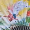 Chinese Fan - Paper and Bamboo - Painted Phoenix Picture - 23cm