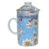 Porcelain Chinese Tea Mug with Infuser and Lid - Starlight Magnolia Pattern