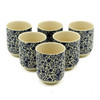 Set of 6 Tea Cups with a Blue Floral Design